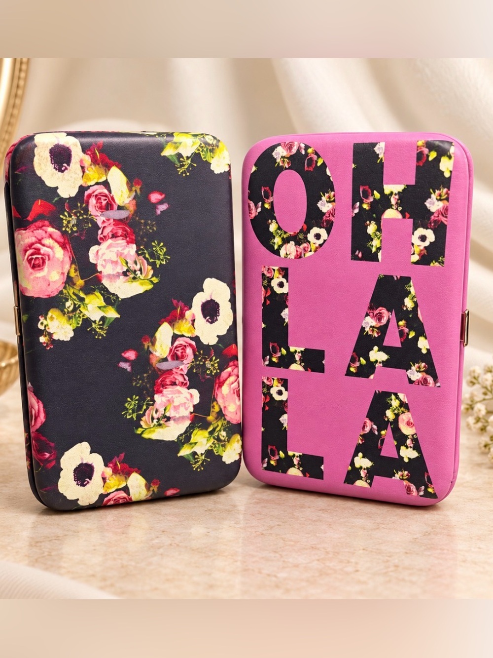 Merona Pink Floral Accent Clutch Wallet SET of 2